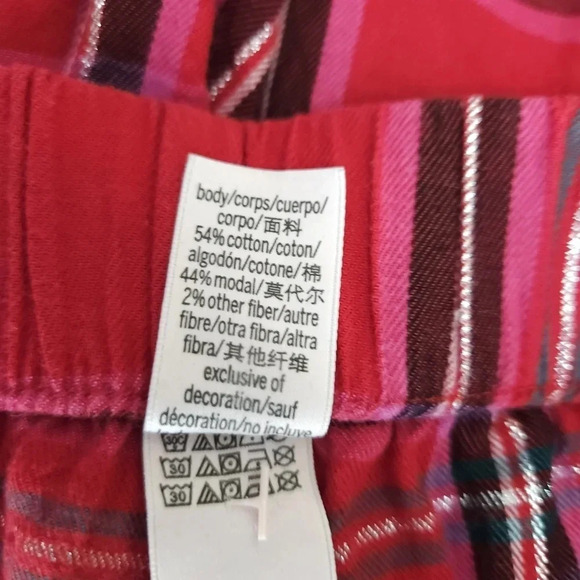 Victorias Secret Pajama Jogger Sleep Pants Red Plaid Flannel Stretch Waist - Picture 7 of 8